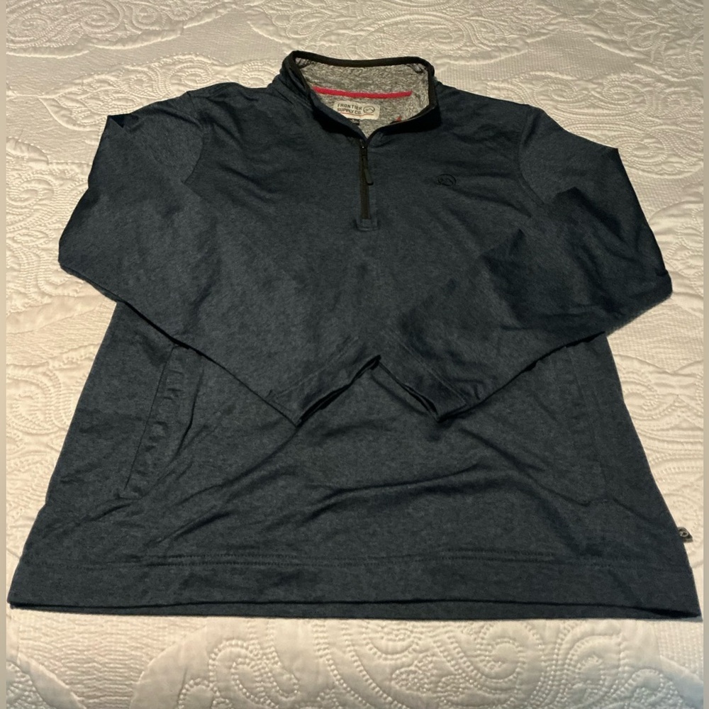 Blue Windbreaker Jacket with Quarter-Zip and Mock Neck